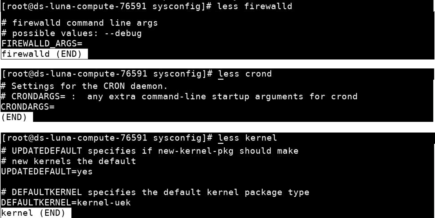sysconfig-Ausgabe