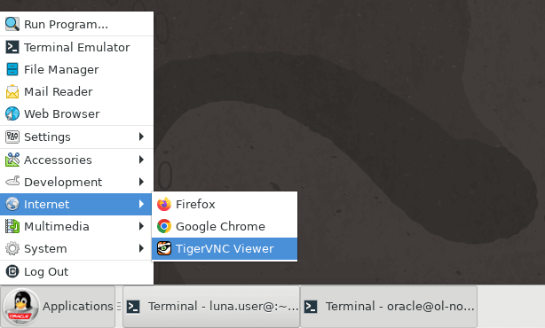 vnc-Menü