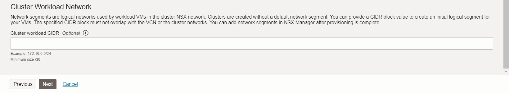 Cluster erstellen - Networking - Workload-Netzwerk