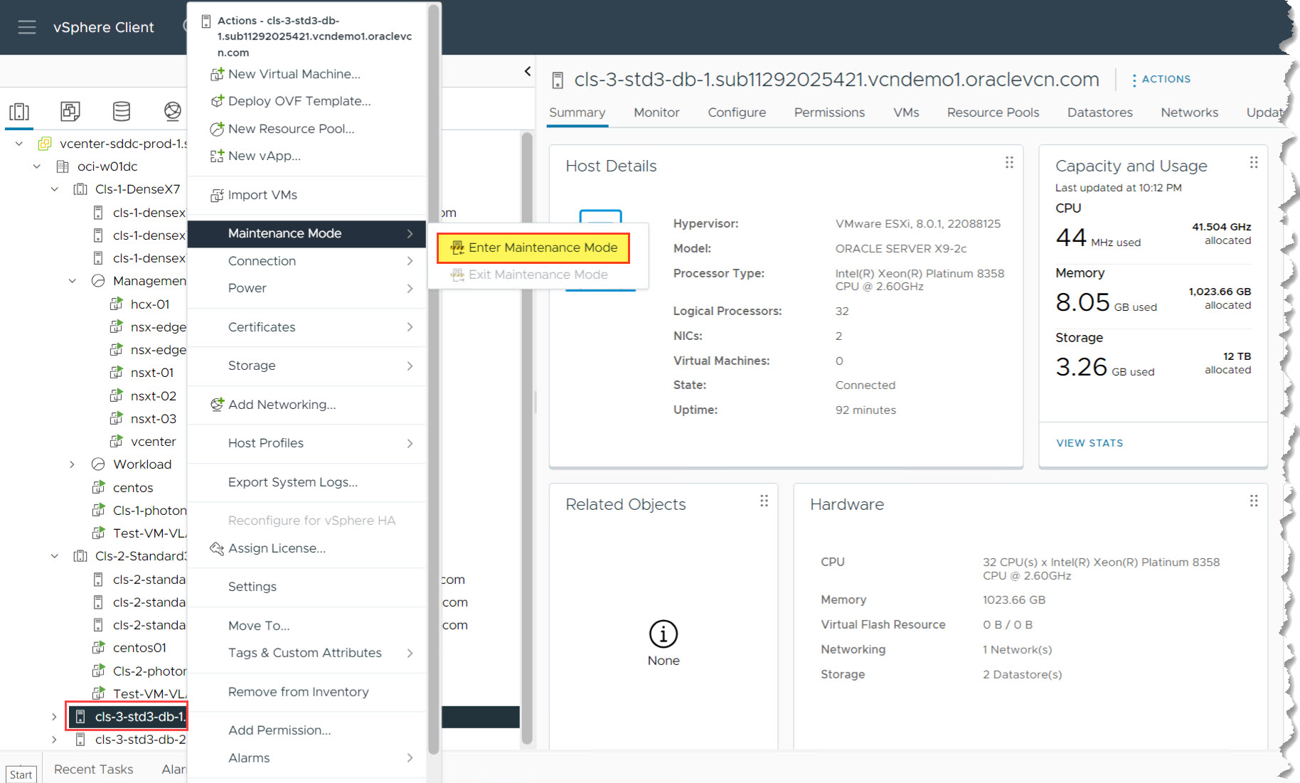 vCenter - Hostwartungsmodus