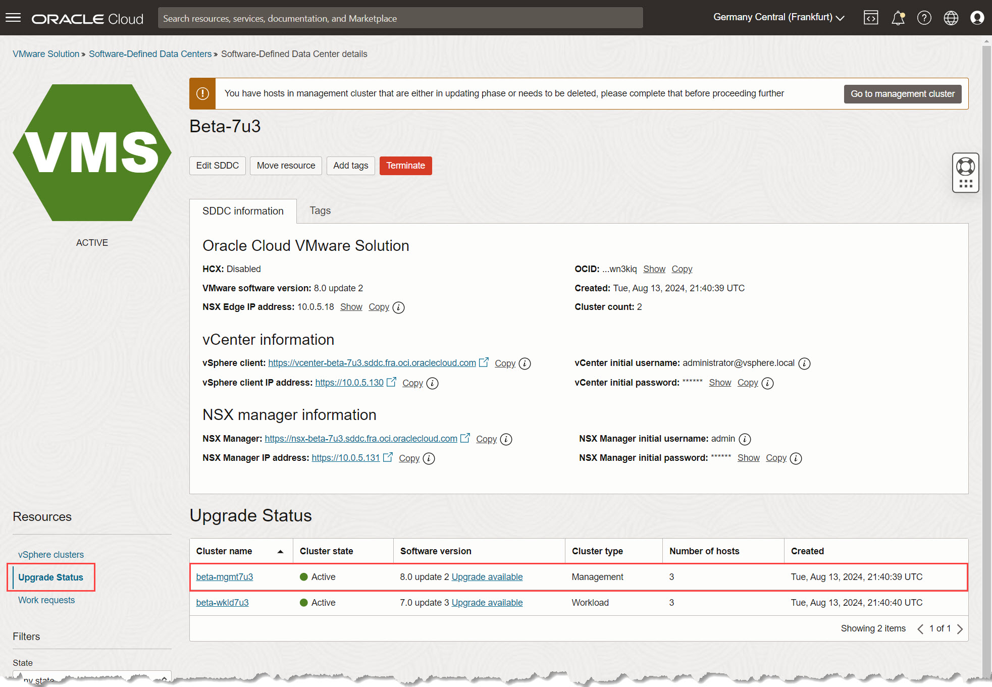 Upgradestatus (Seite)