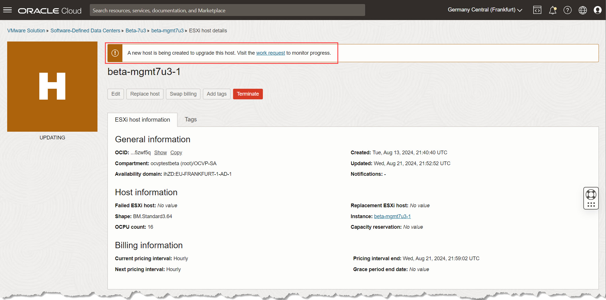 Alter Hoststatus wird aktualisiert