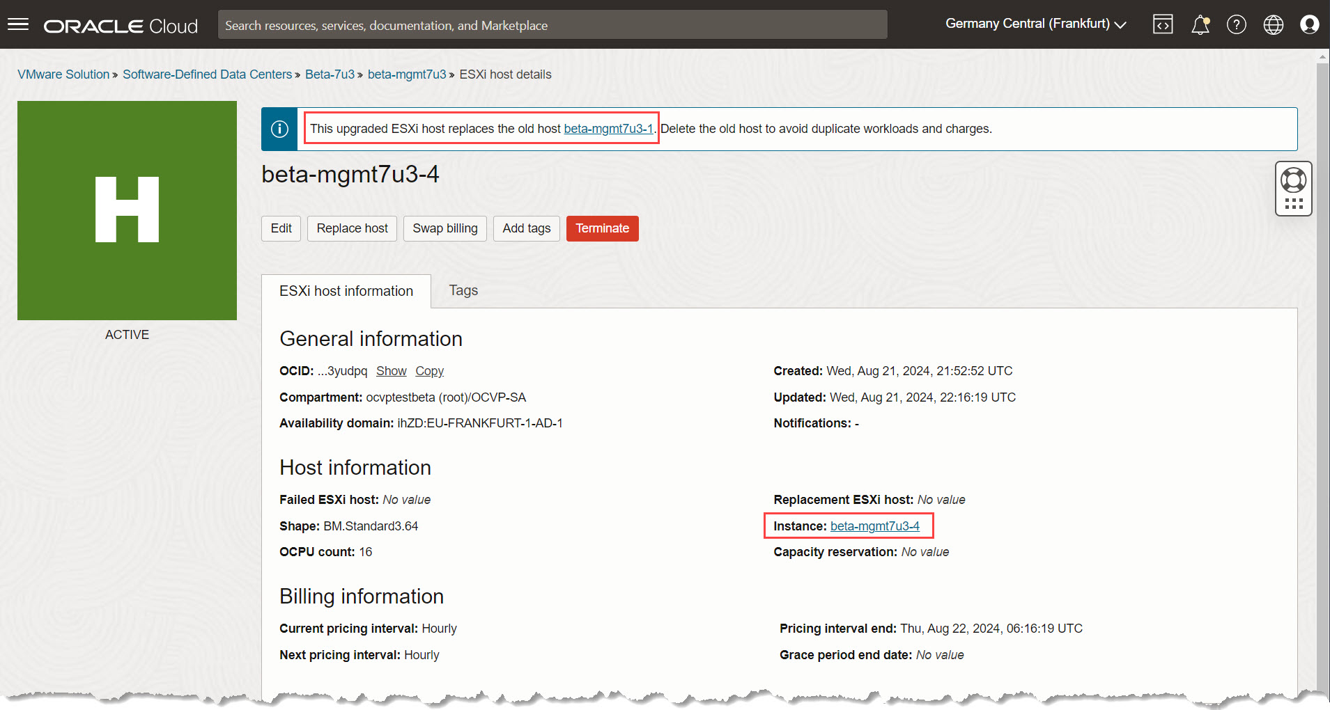 Neuer Hoststatus und Informationen