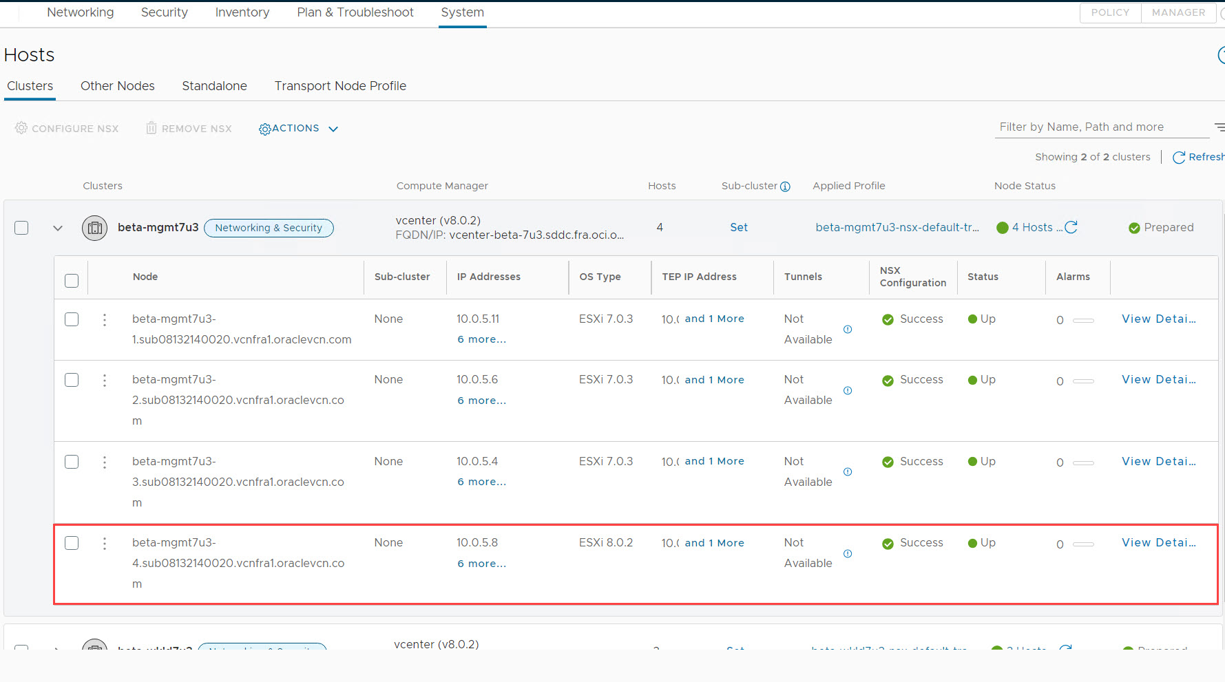 NSX-Konfiguration erfolgreich