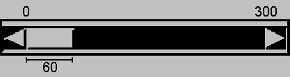 Image shows horizontal slider with starting range of 0 and ending range
 of 300. The slider thumb is labeled 60.