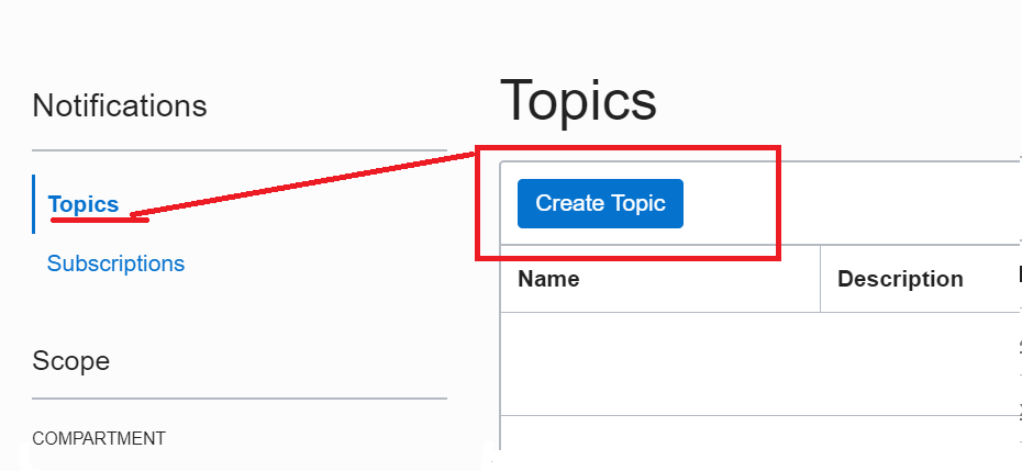 This screenshot shows how to create a topic