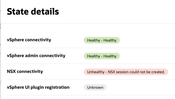 Management Appliance state details.