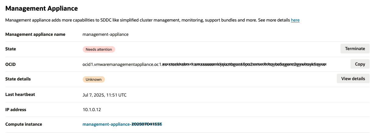 Click to expand Management Appliance State