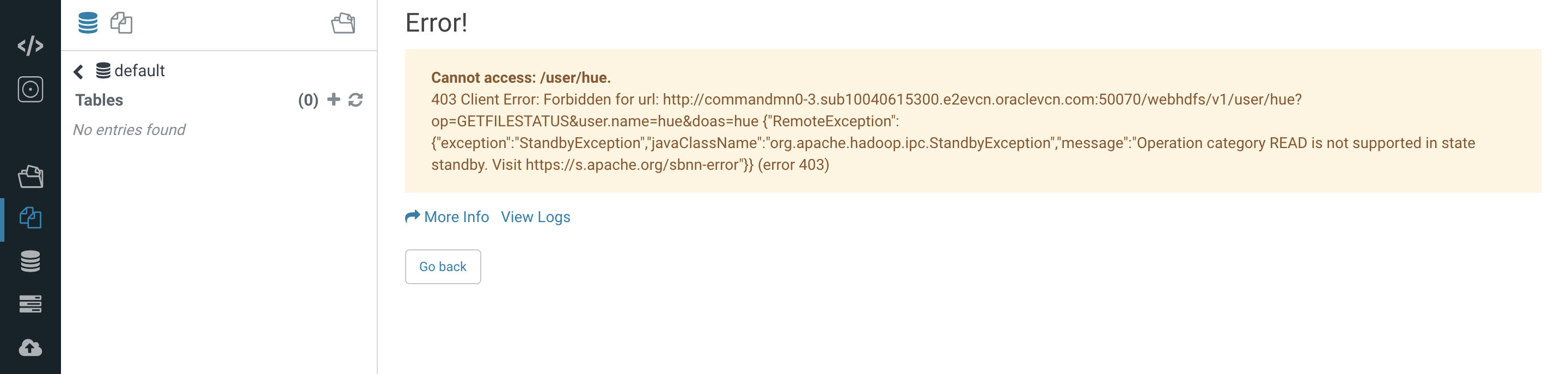 Screen shot of Apache Ambari showing a name node failure error message.