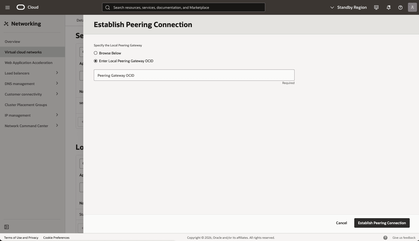 This screenshot shows how to configure the network in the primary zone.