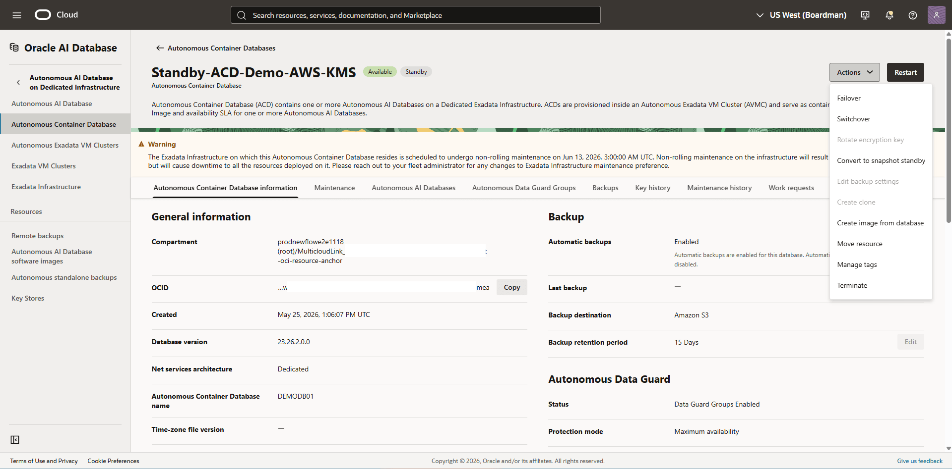 This screenshot shows how to switchover.