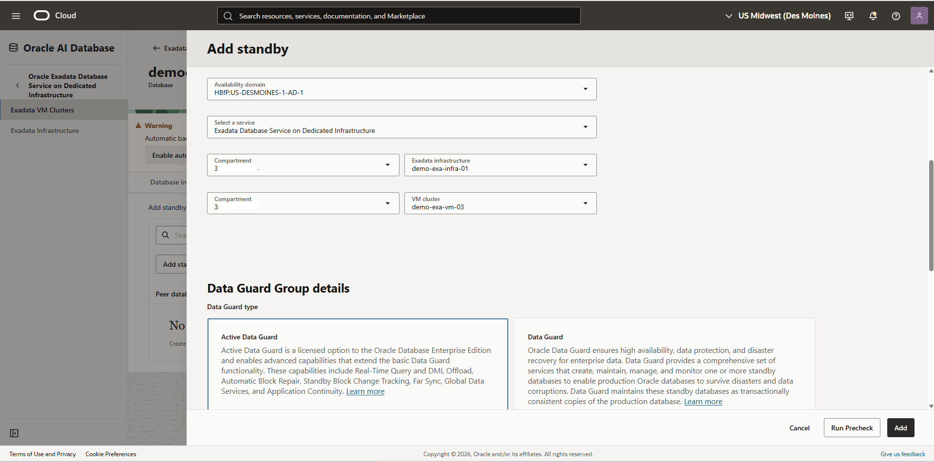 This screenshot shows how to add standby.