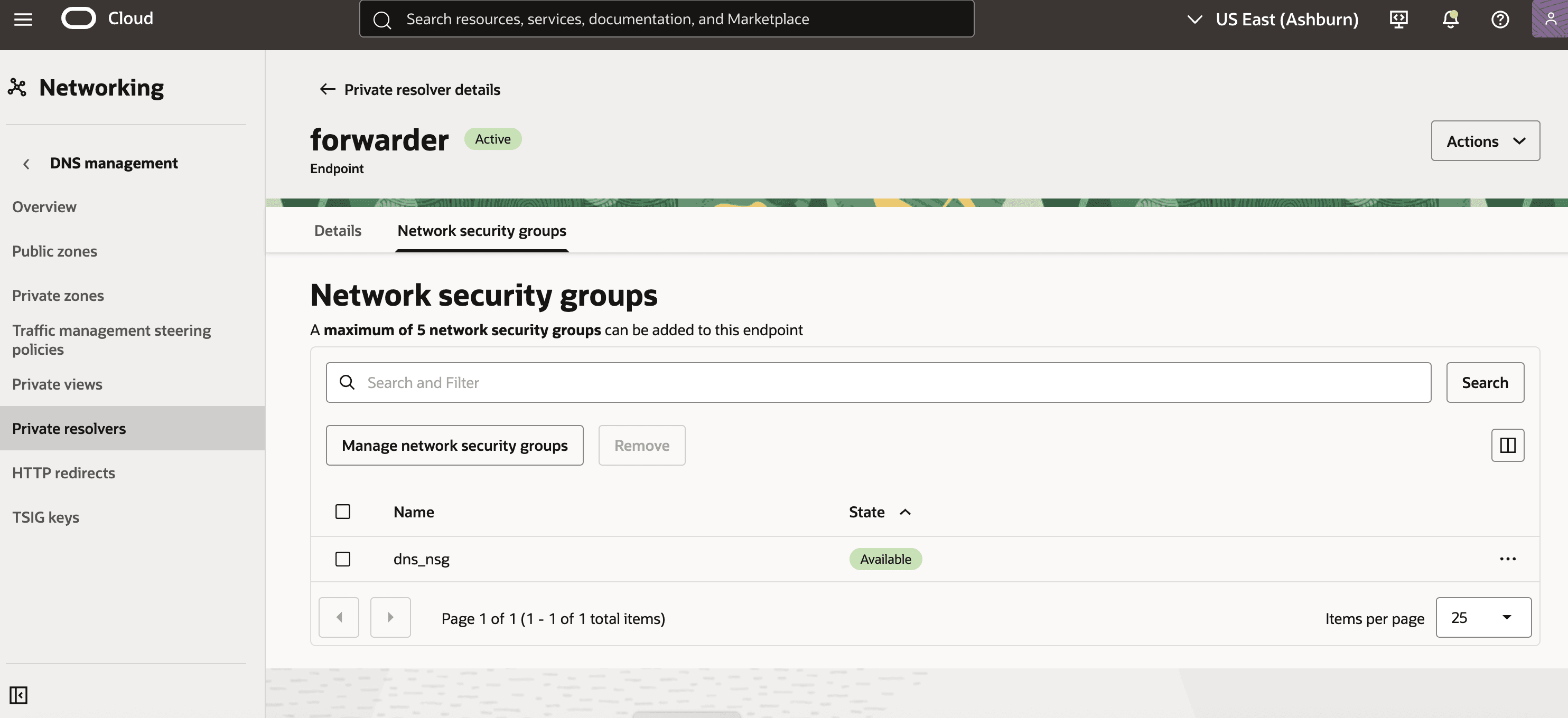 This screenshot shows how to create an NSG.