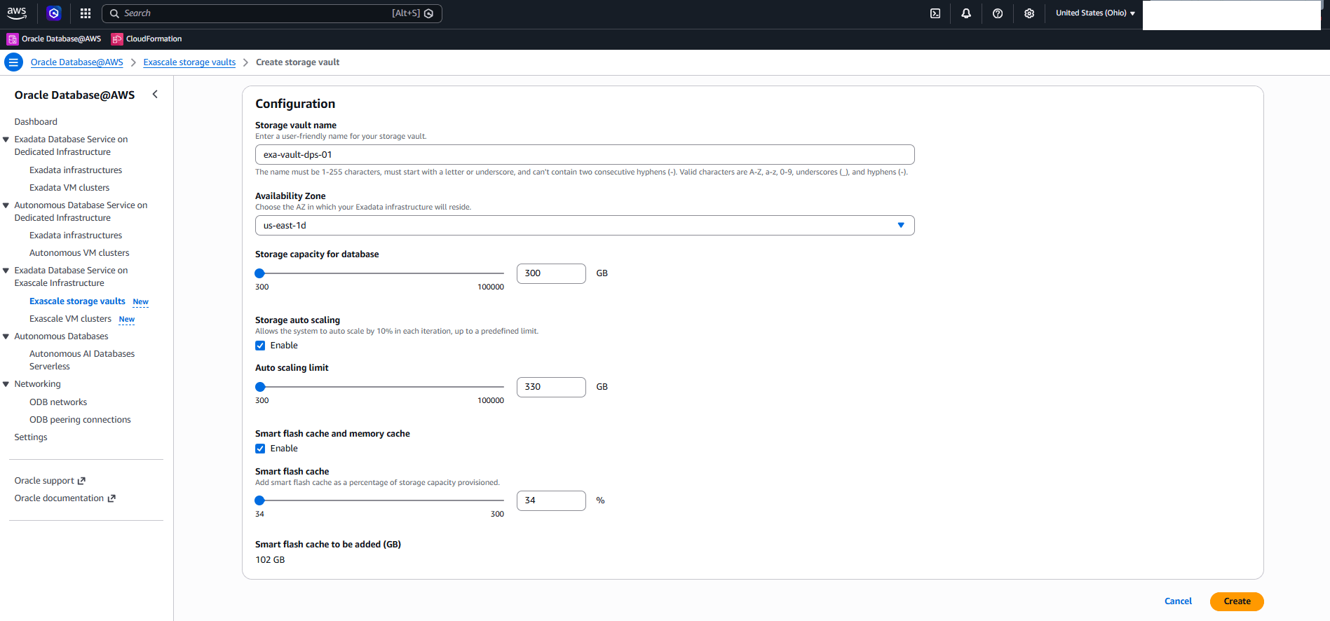 This screenshot shows how to create an Exascale storage vault. This screenshot shows how to create an Exascale storage vault.
