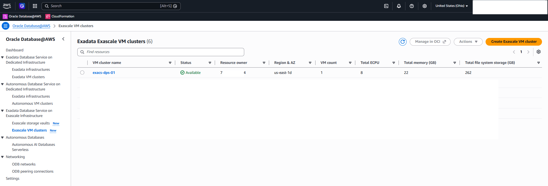 This screenshot shows how to create an ExascaleVM Cluster. This screenshot shows how to create an ExascaleVM Cluster.