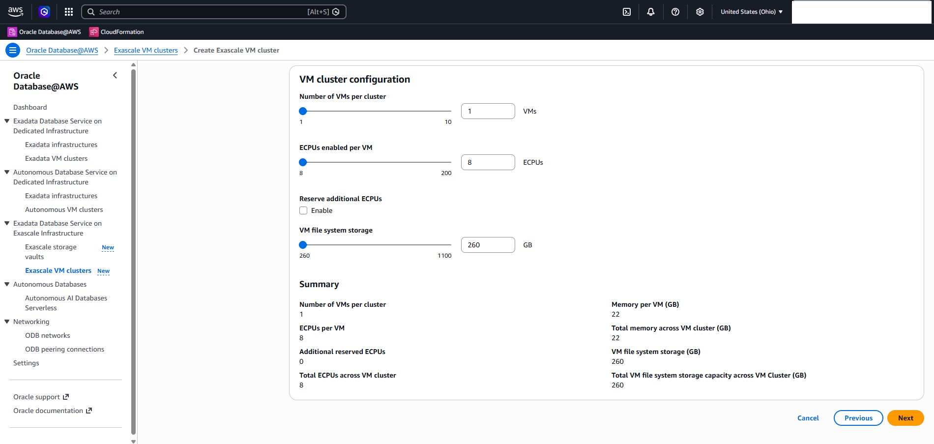 This screenshot shows how to create an ExascaleVM Cluster. This screenshot shows how to create an ExascaleVM Cluster.