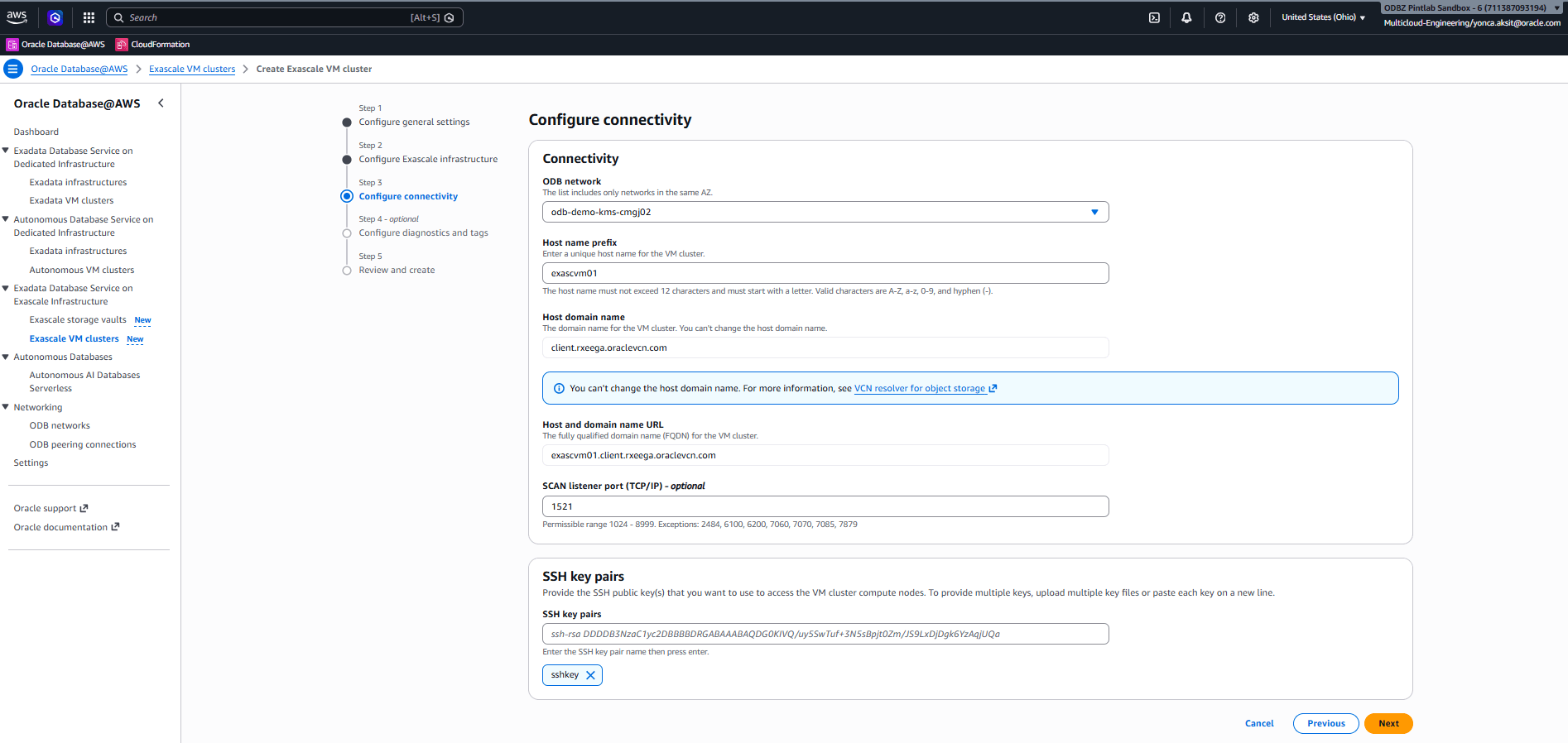 This screenshot shows how to create an ExascaleVM Cluster. This screenshot shows how to create an ExascaleVM Cluster.