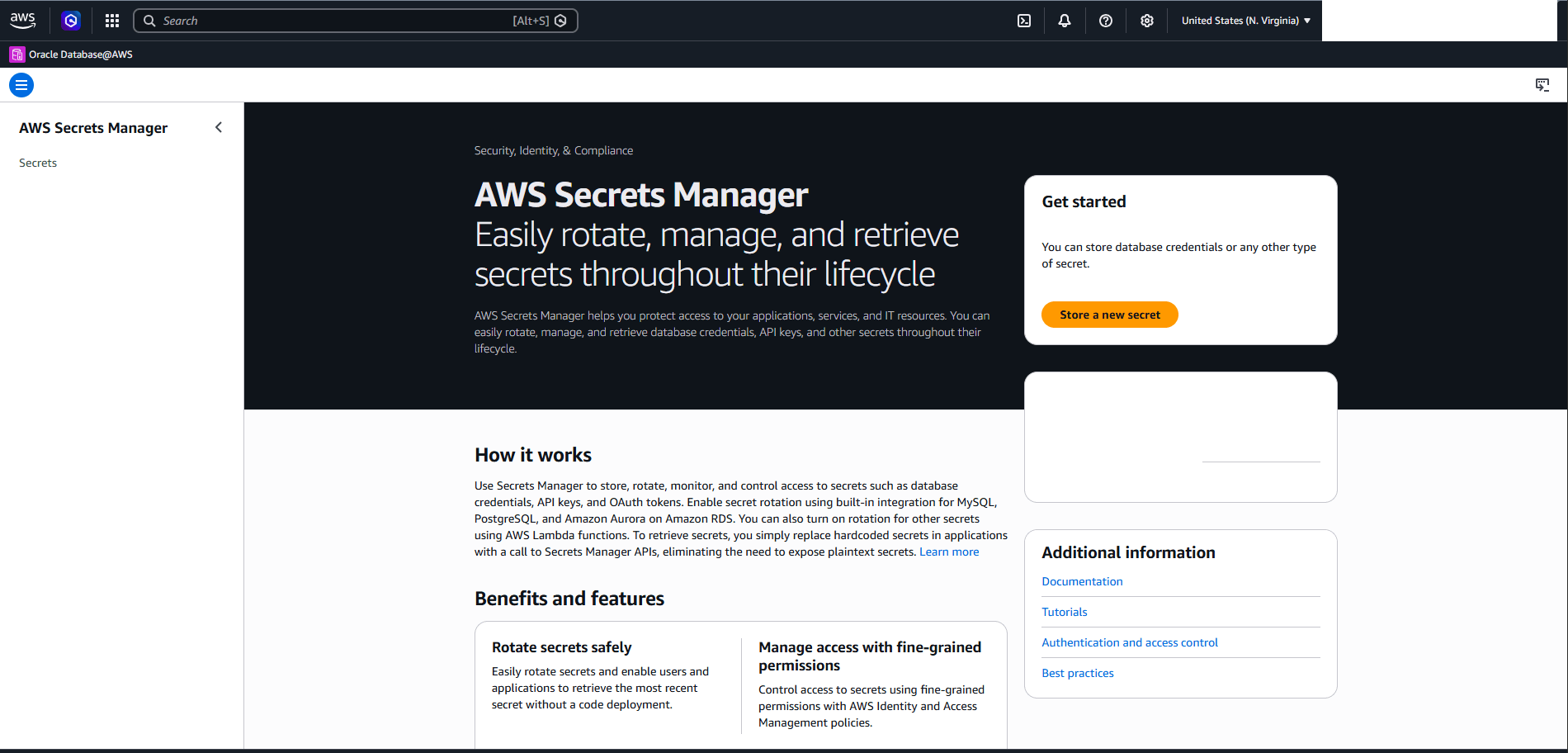 This screenshot shows how to create an AWS Secrets Manager Secret.