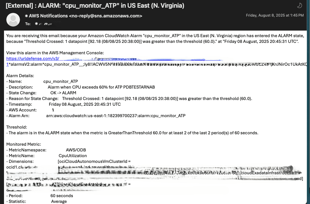 This screenshot shows an example of the email that you will receive.