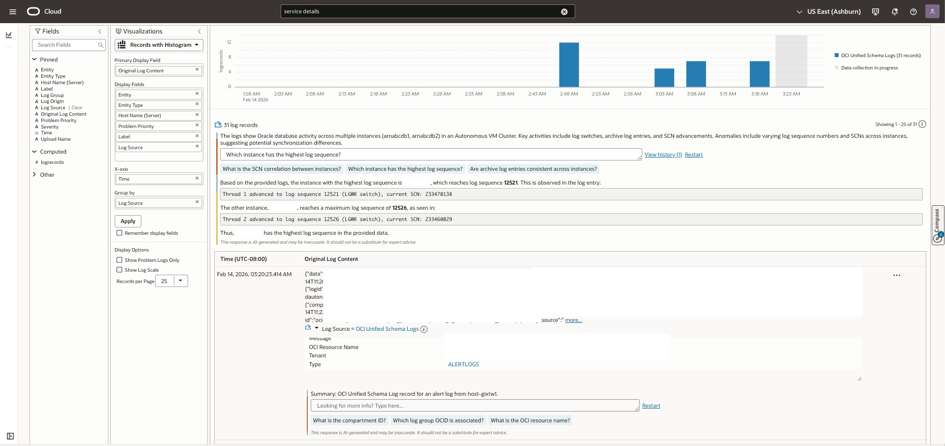 Log Explorer with the LoganAI Explain feature.