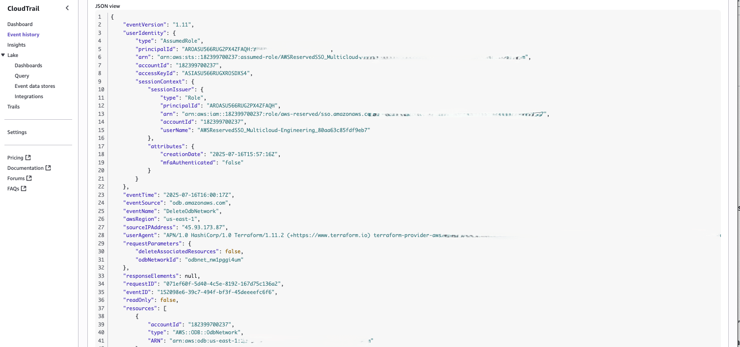 This screenshot shows an example of the event record information.