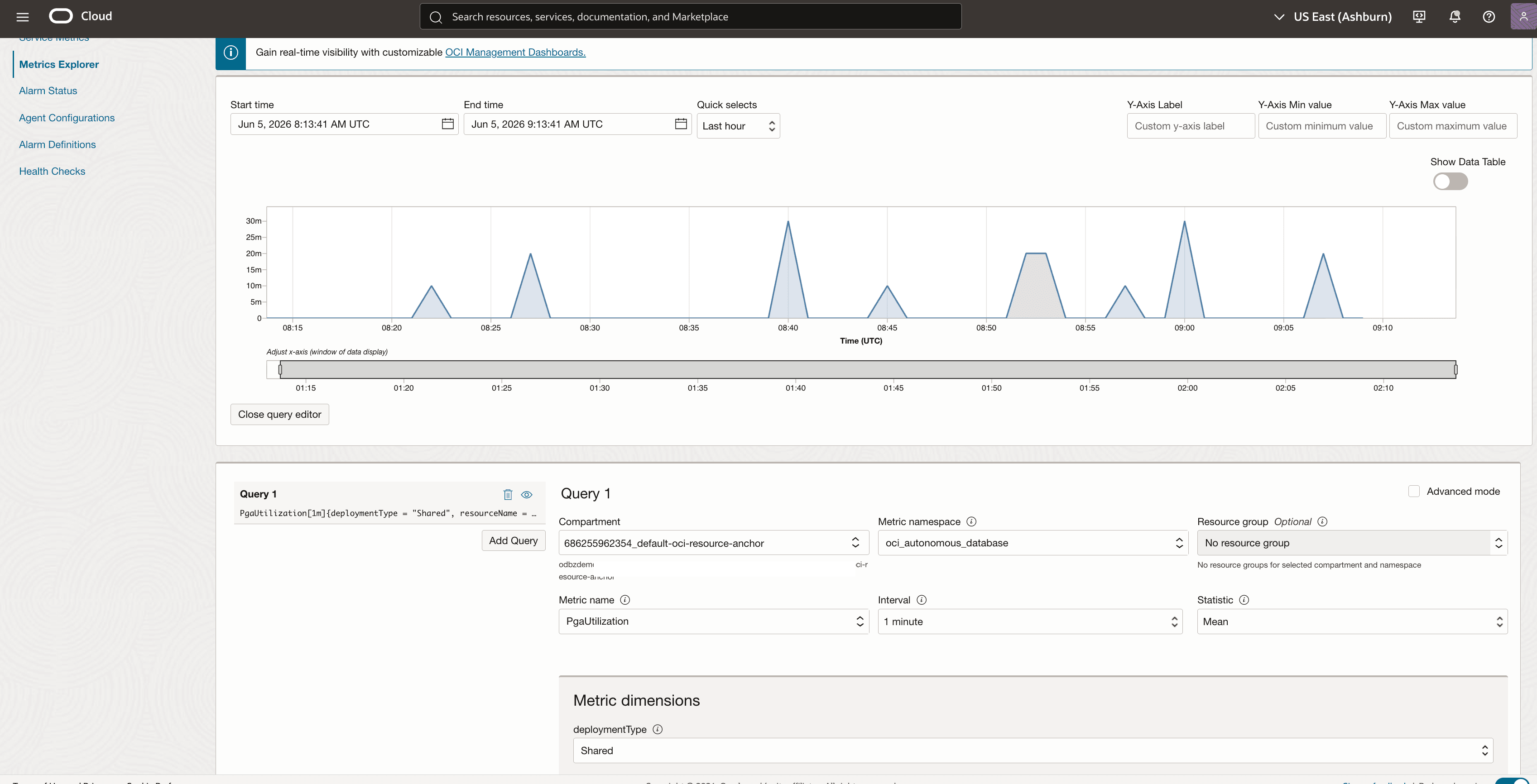 This screenshot shows how to query your metrics in Metrics Explorer. This screenshot shows how to query your metrics in Metrics Explorer.