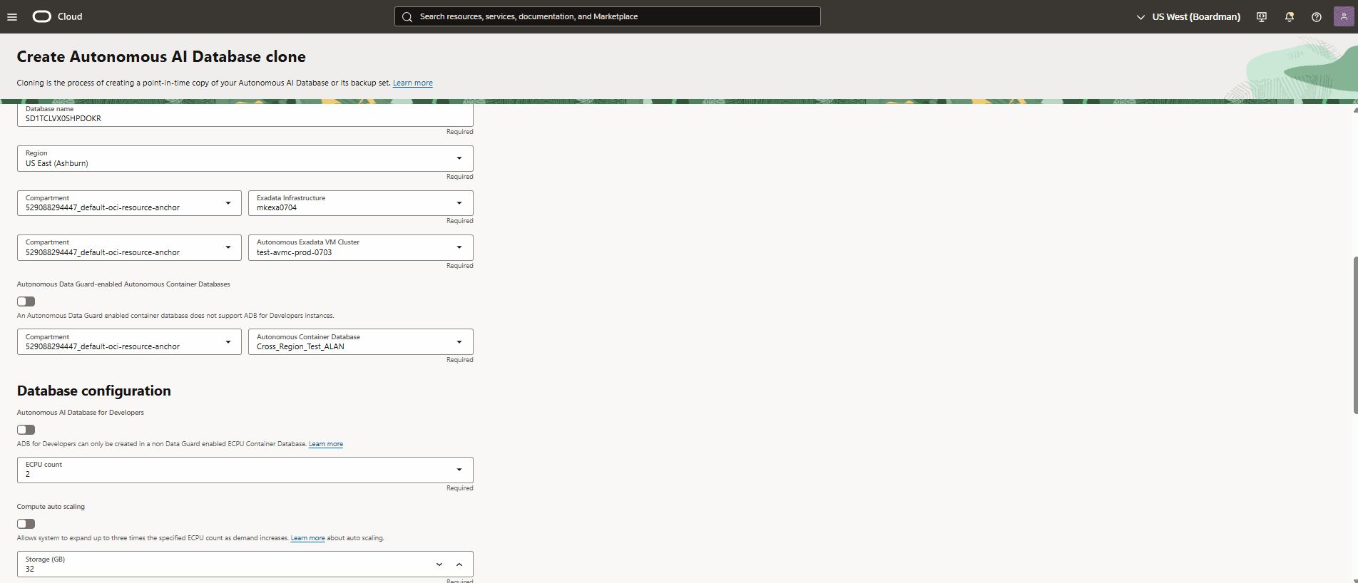 This screenshot shows how to create a clone.
