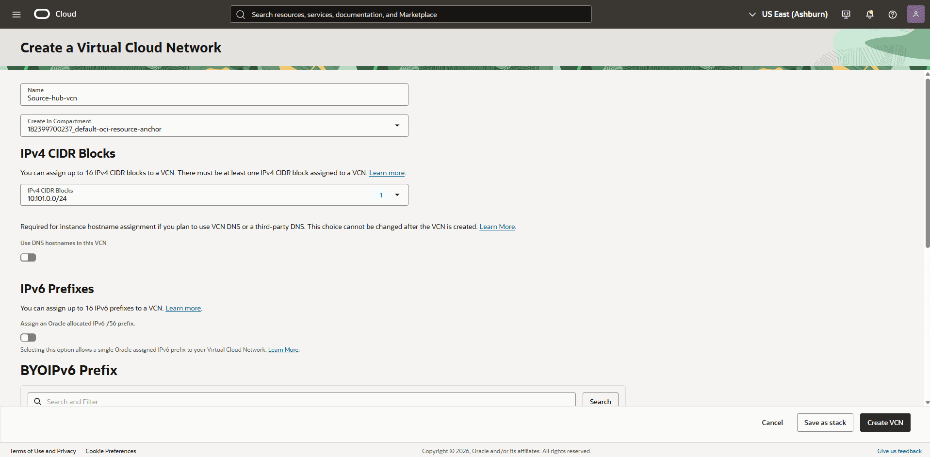 This screenshot shows the required configuration for cross-region restore.