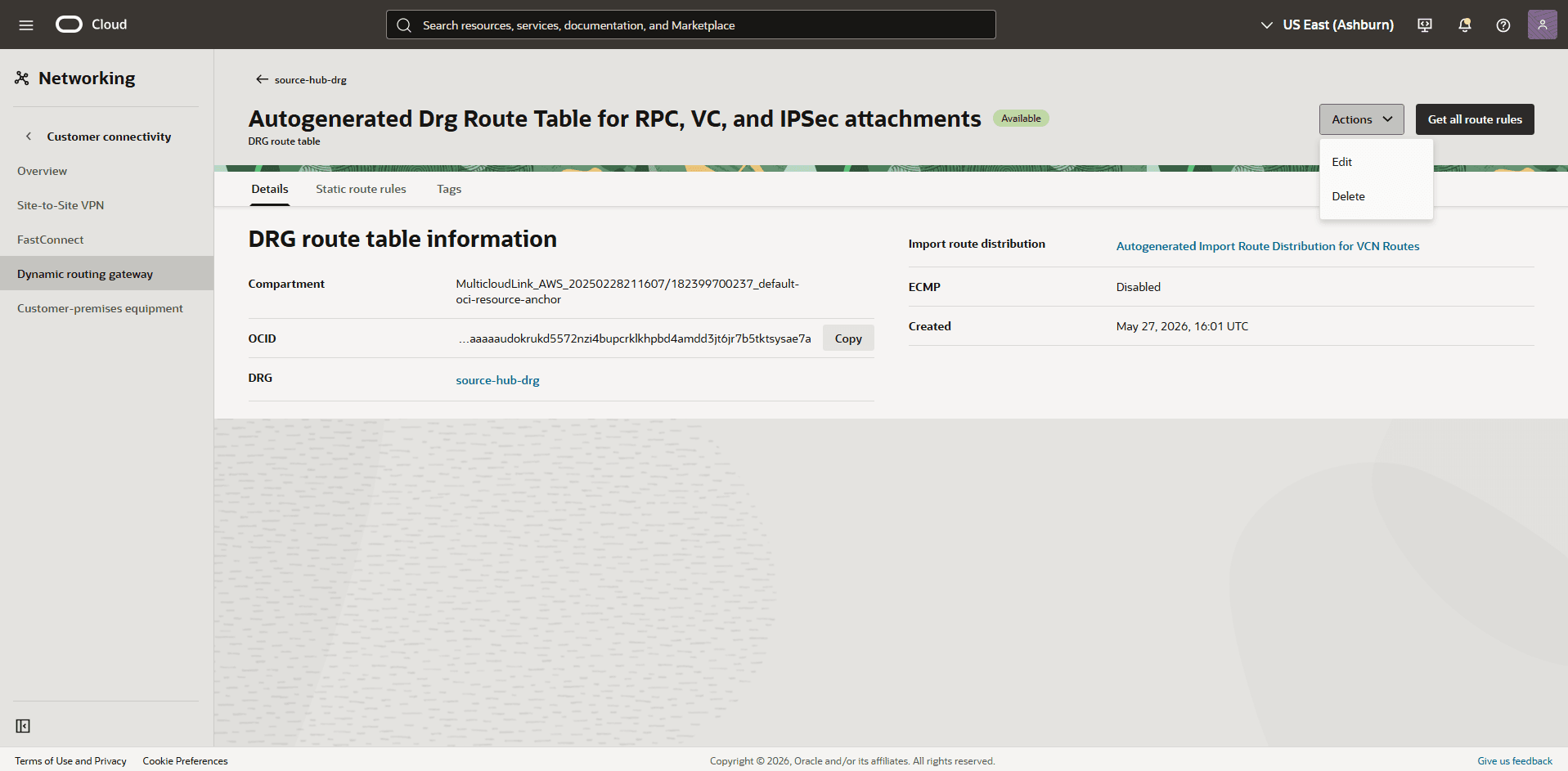 This screenshot shows the required configuration for cross-region restore.
