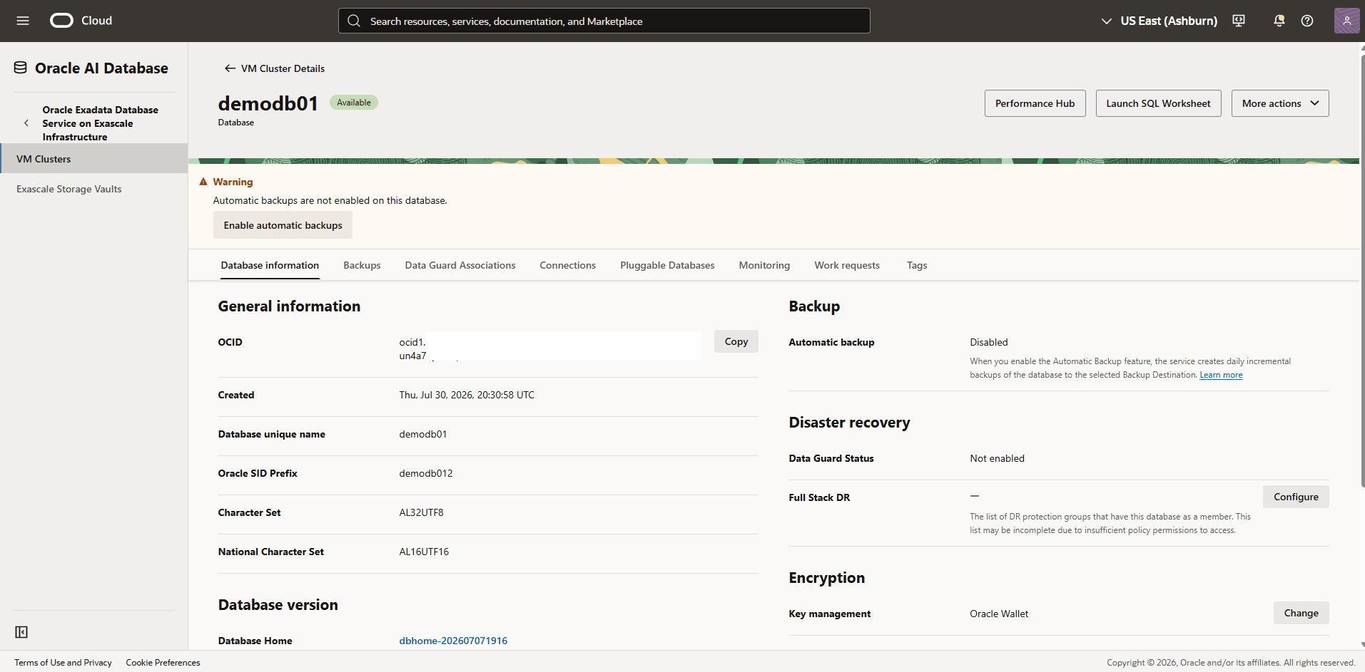 This screenshot shows how to change key management.