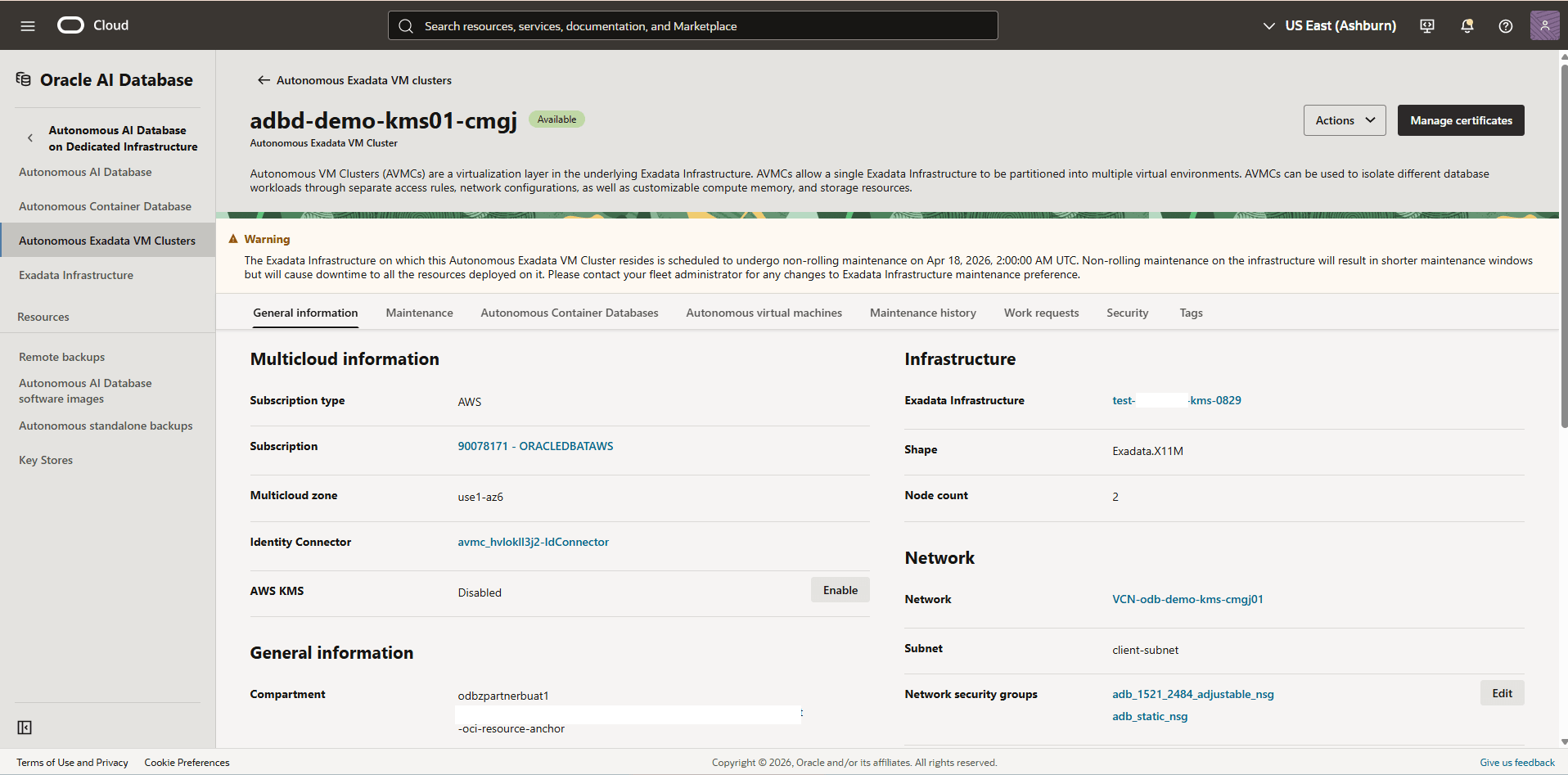 This screenshot shows how to create an OCI policy.