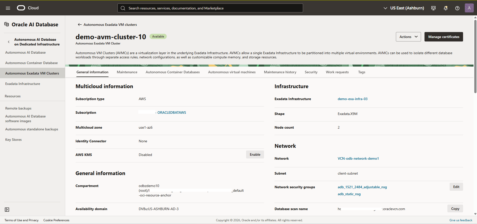 This screenshot shows how to obtain the compartment information.