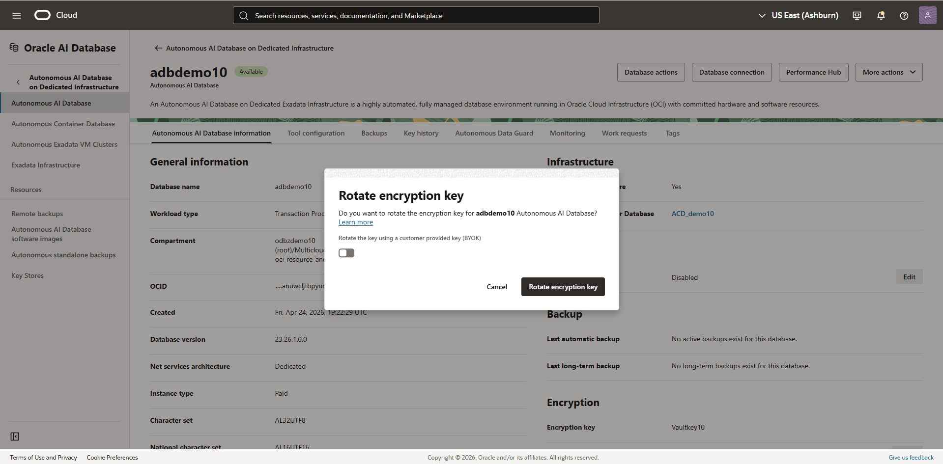 This screenshot shows how to rotate a key.