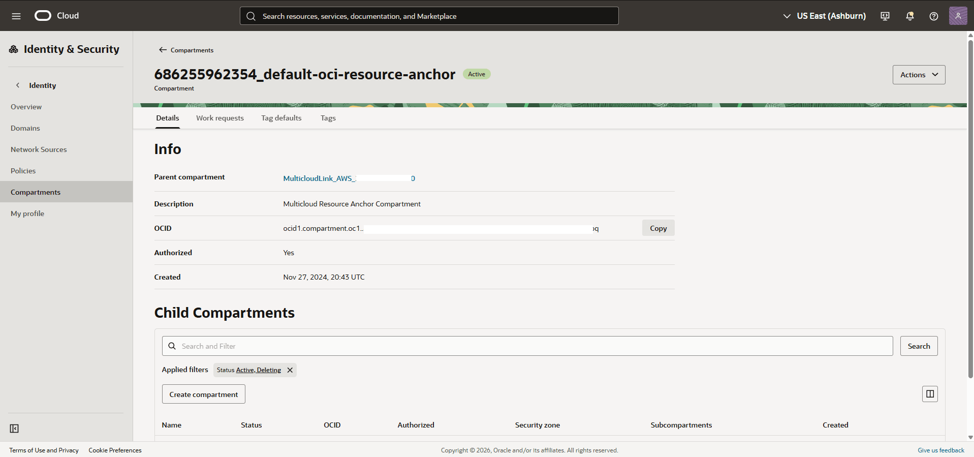 This screenshot shows how to obtain the OCID information. This screenshot shows how to obtain the OCID information.