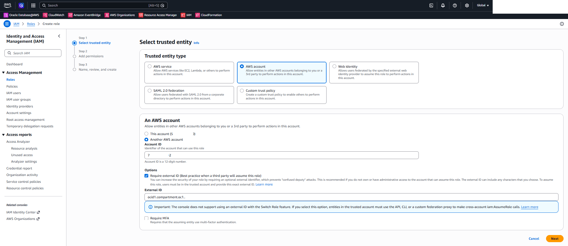 This screenshot shows how to create a role.