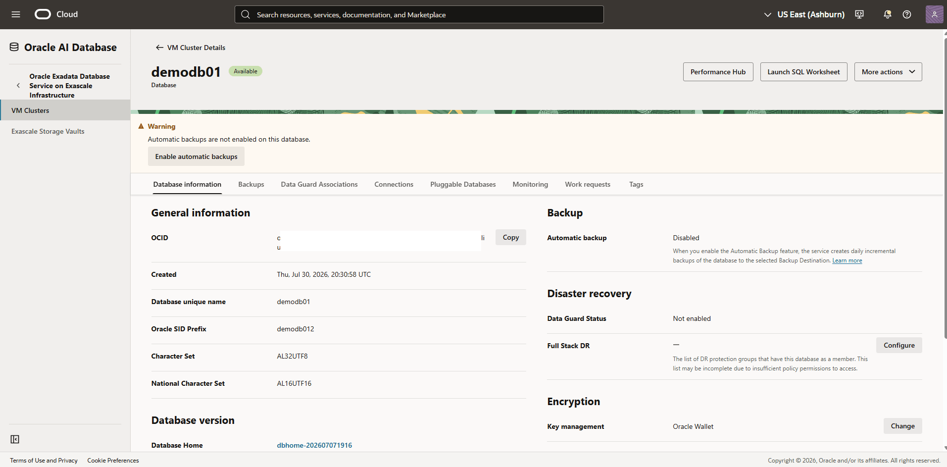 This screenshot shows how to view encryption details.