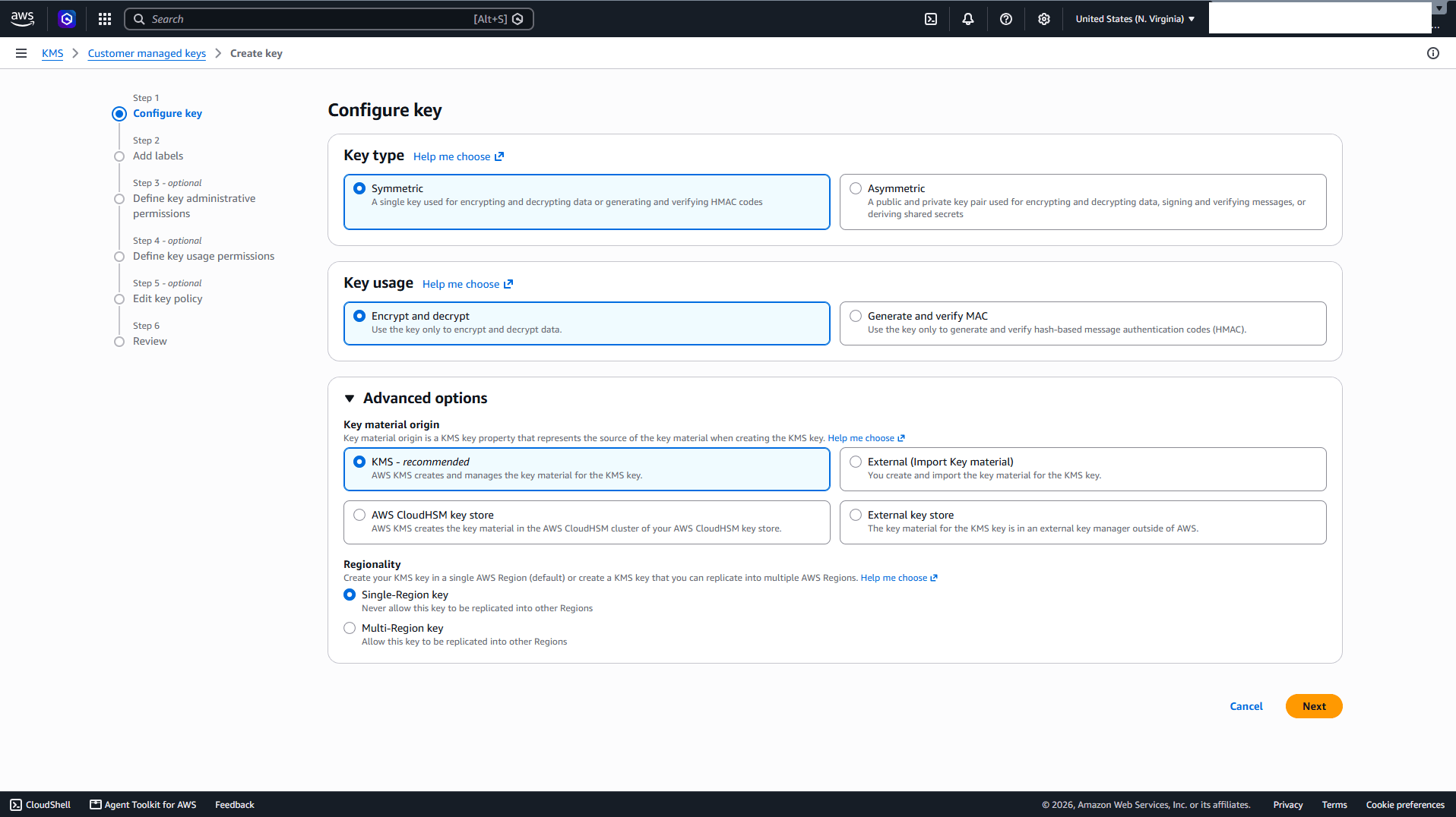 This screenshot shows how to configure a key.