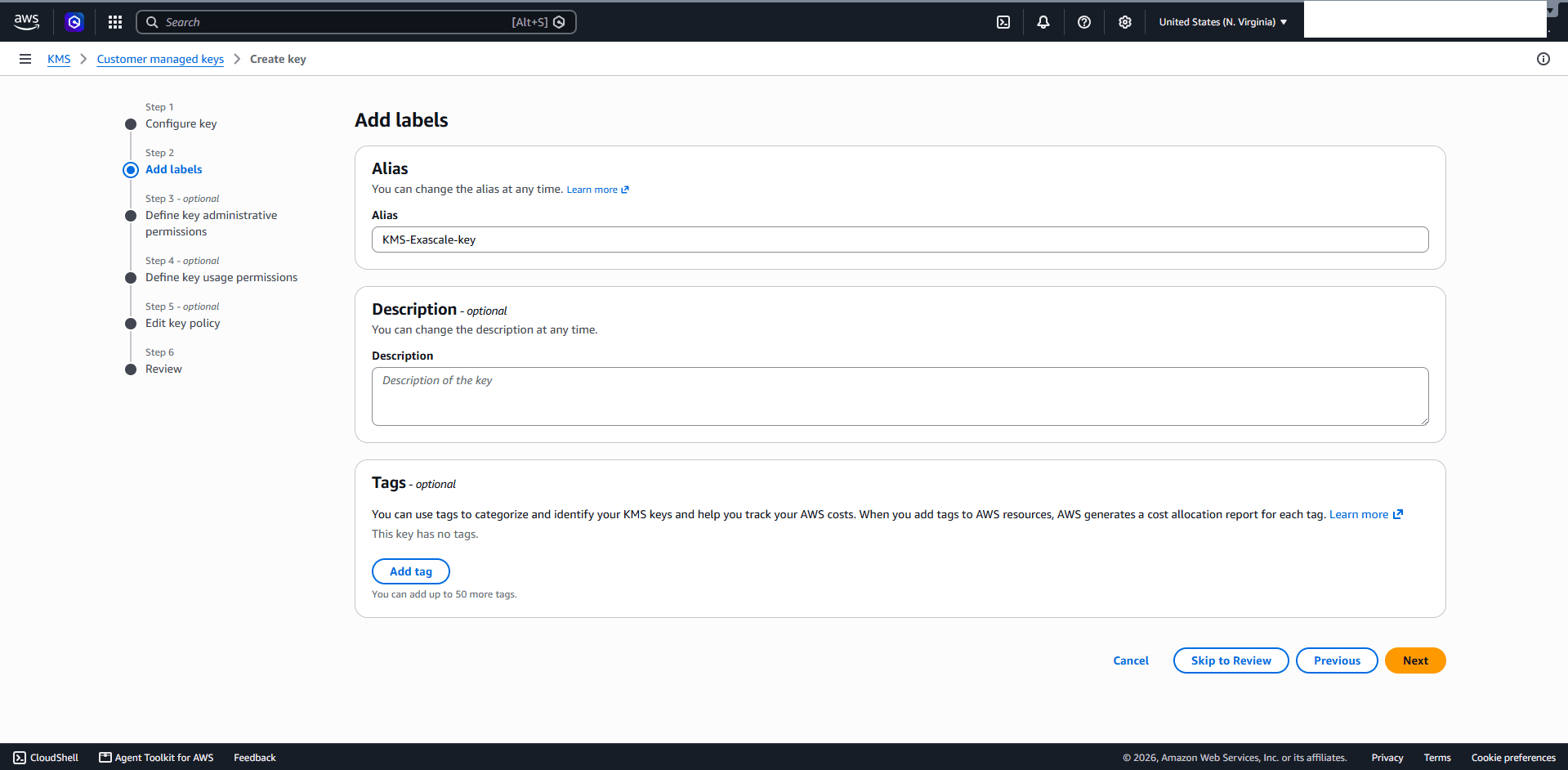 This screenshot shows how to configure a key