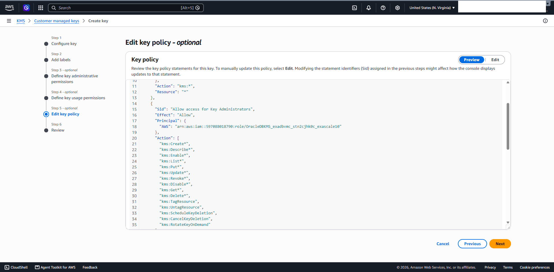 This screenshot shows how to configure a key.