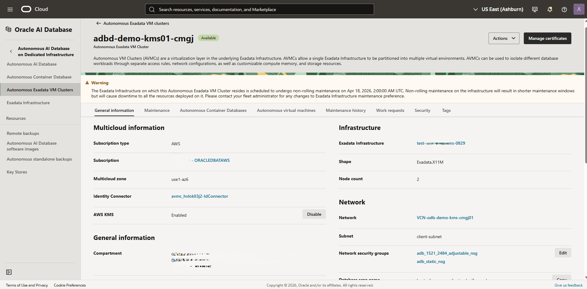 This screenshot shows how to view Network Security Groups details.