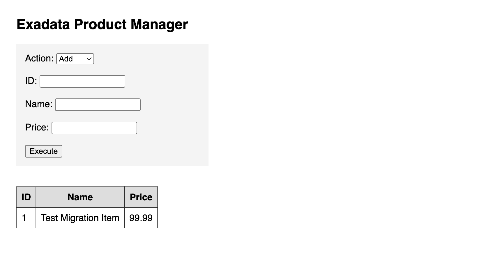 This screenshot shows the UI to manage the Products.