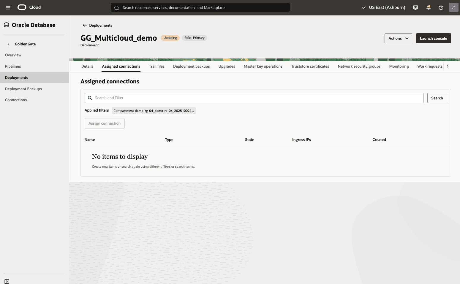 This screenshot shows how to assign a connection.