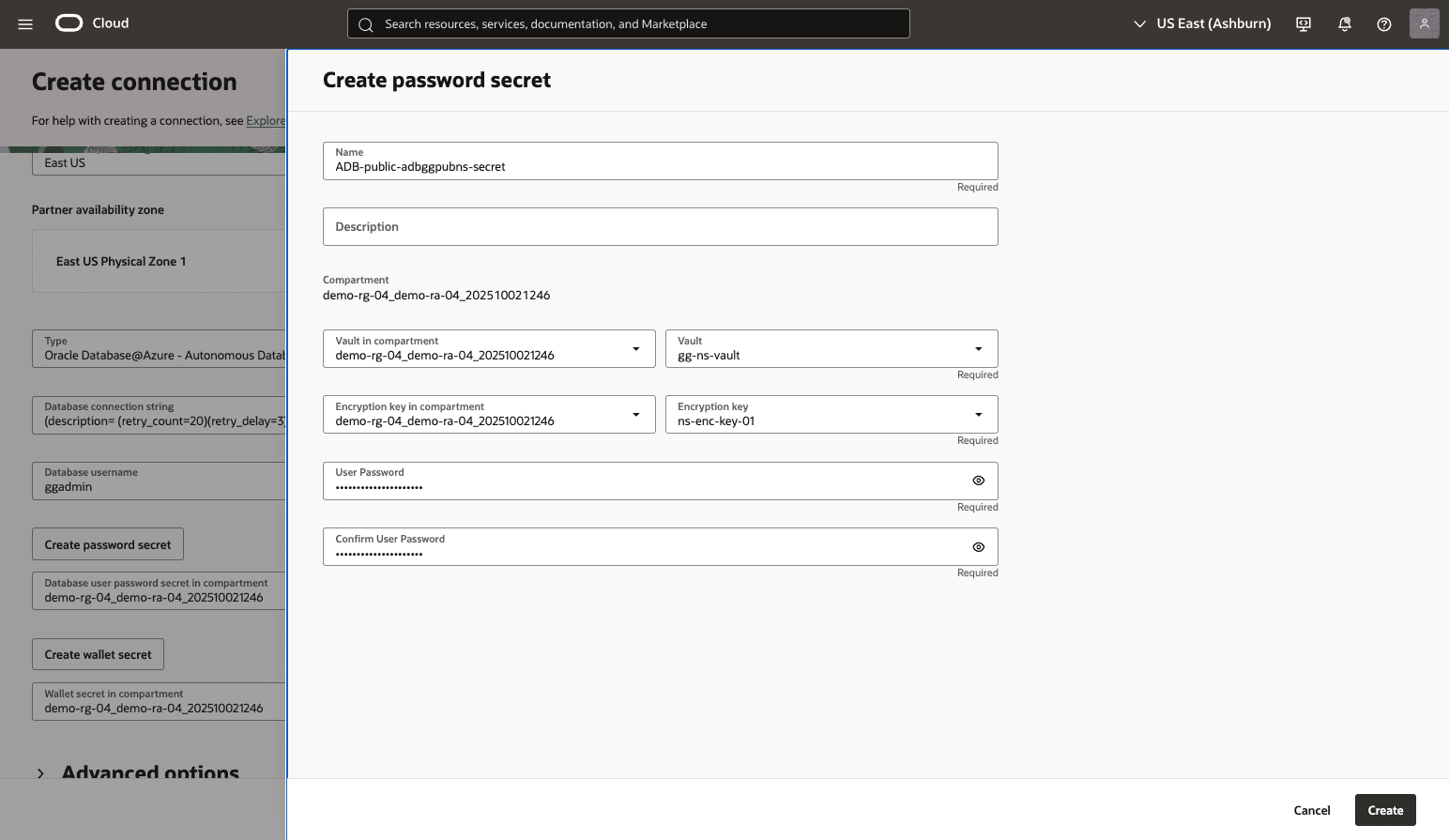 This screenshot shows how to create database connection.
