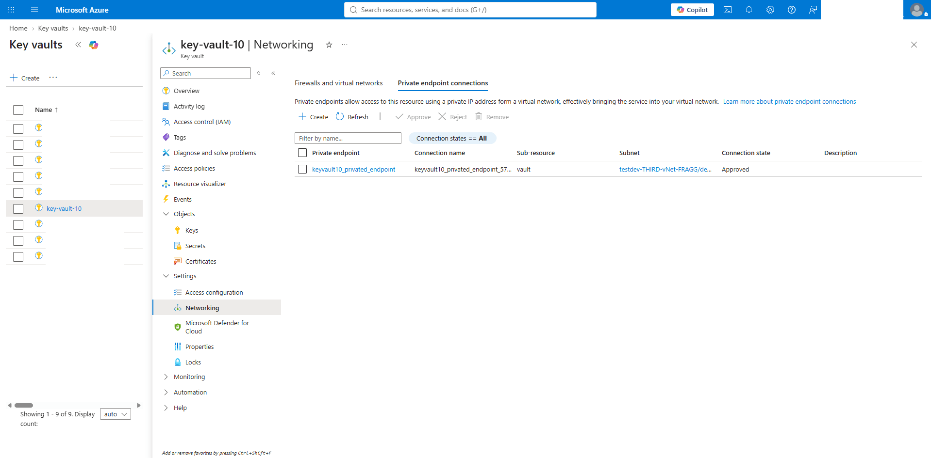 This screenshot shows how to obtain AKV DNS zones information.