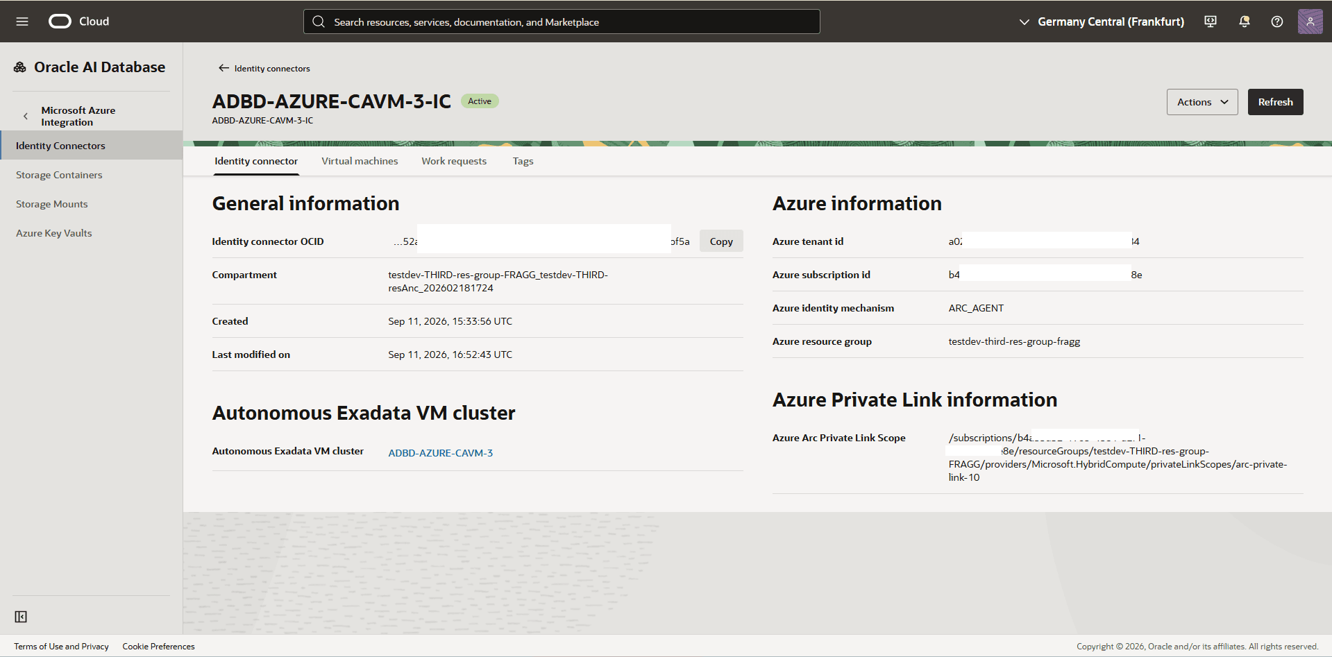 This screenshot shows how to validate the identity connector status.