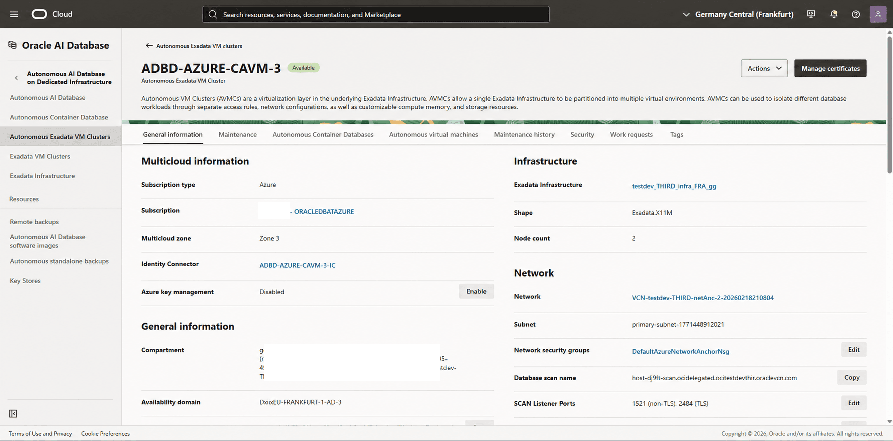 This screenshot shows how to obtain Compartment information.