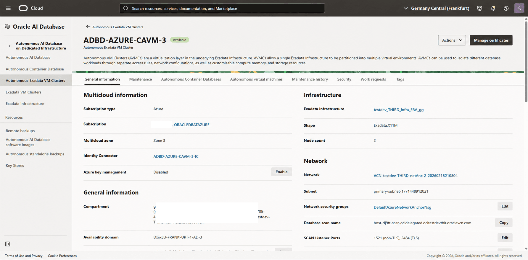 This screenshot shows how to enable AKV.