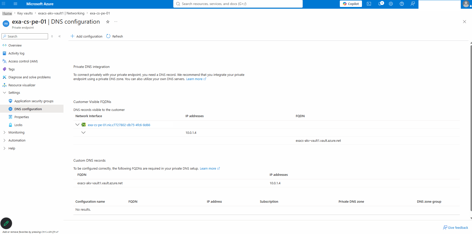 This screenshot shows how to obtain FQDN and IP address information.