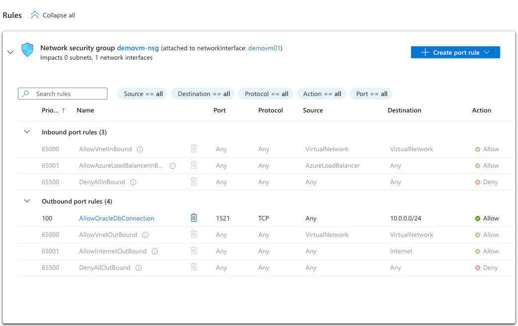 This screenshot shows how to add port rule.