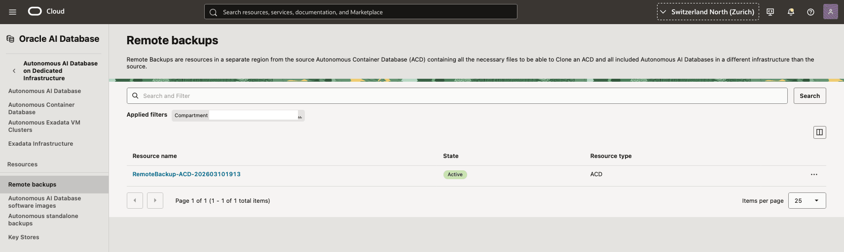 This is screenshot shows how to backup your Autonomous Container Database.